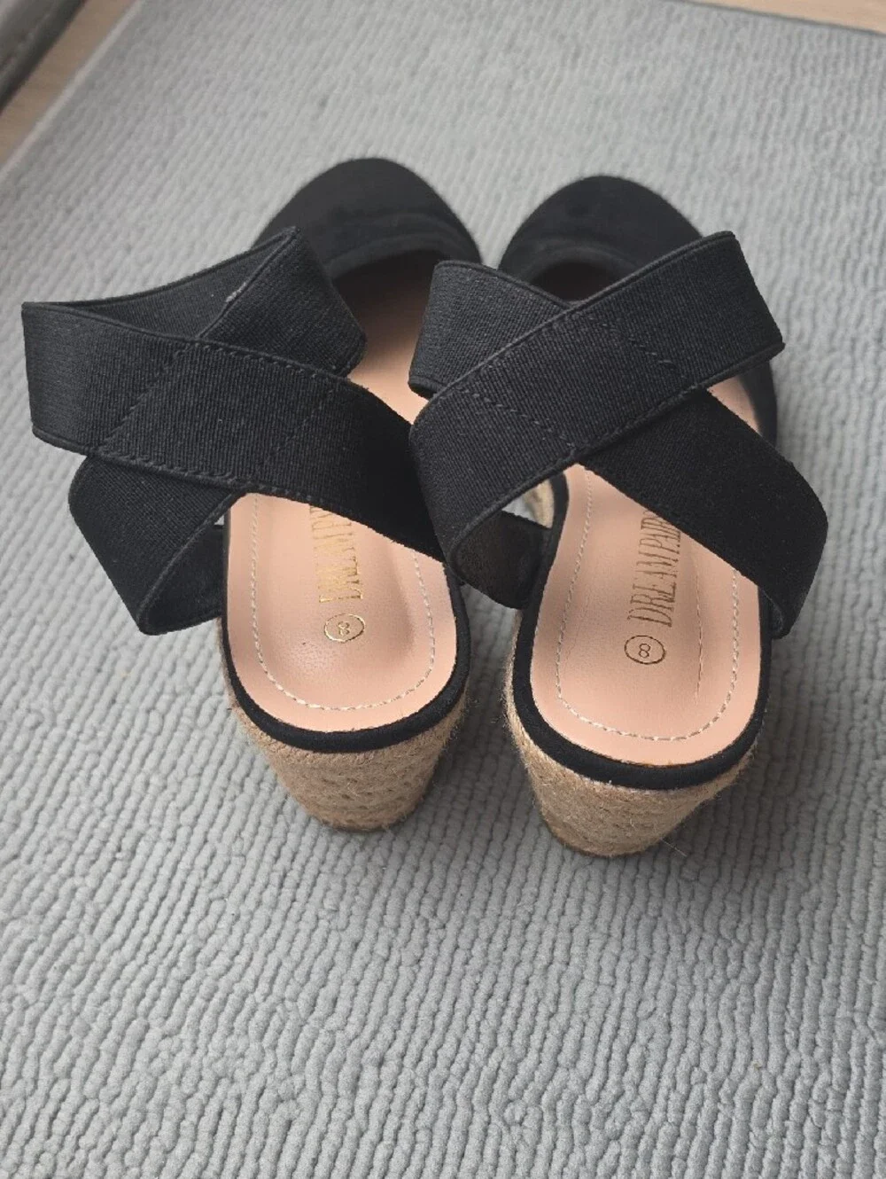 Dream Pairs Black Ankle-Strap Wedge Espadrilles -